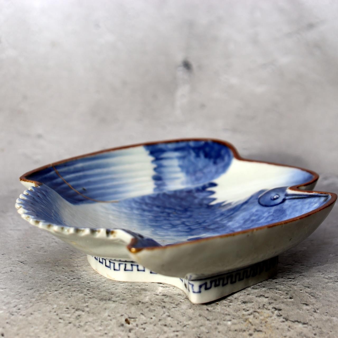 Antique Japanese KoImari AiKutani Porcelain Dish Crane Bird 17th C. Edo IP1262