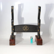 Japanese Black Lacquer Sword Stand - Maki-e Tsuba & Inaba Clan Crest SWR3613