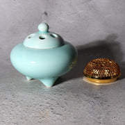 Japanese Buddhist Altar Incense Celadon Koro Burner Maki-e Sanbo Stand Bowls2