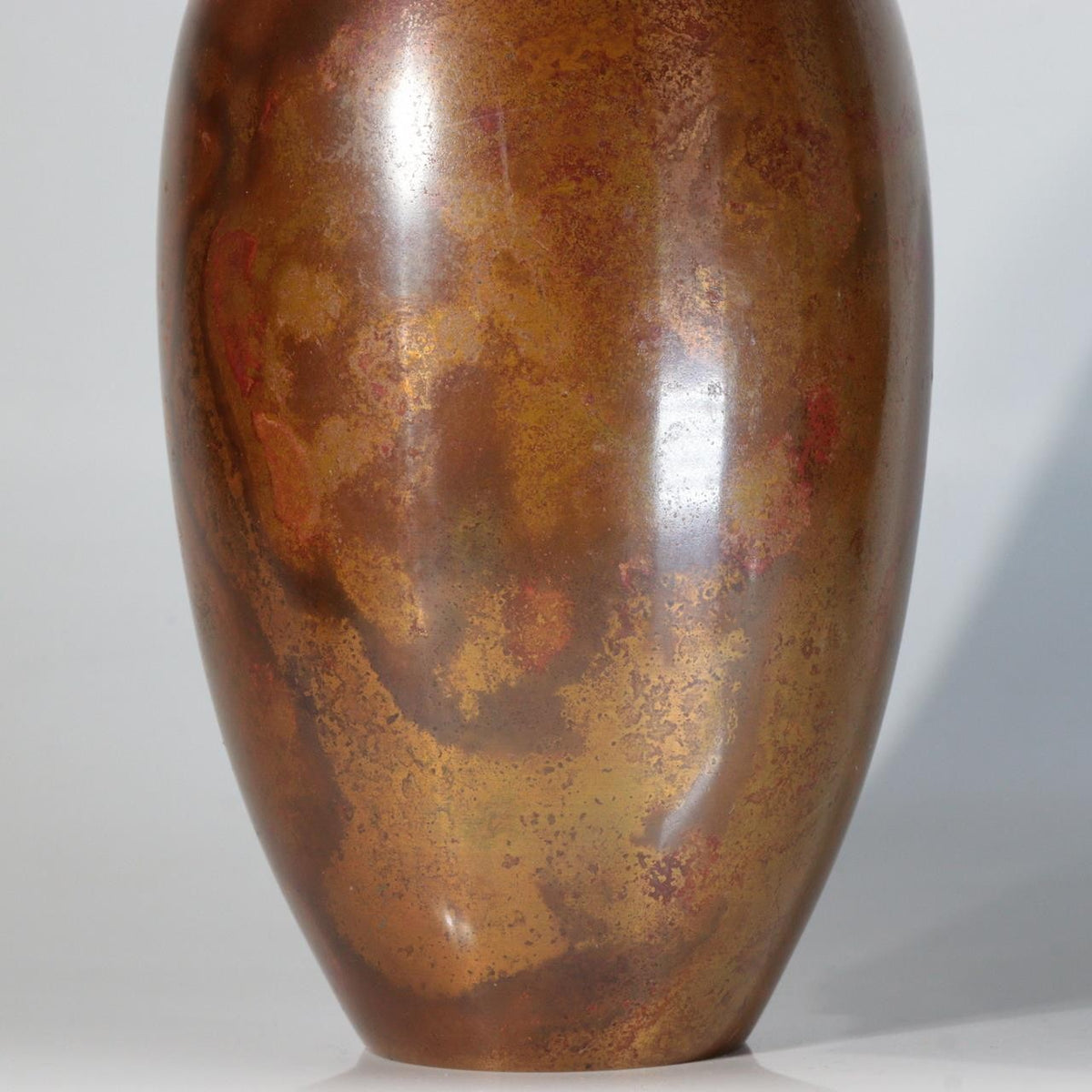 Vintage Japanese Copper Flower Vase Kabin Mottled Patina Signed BV7917