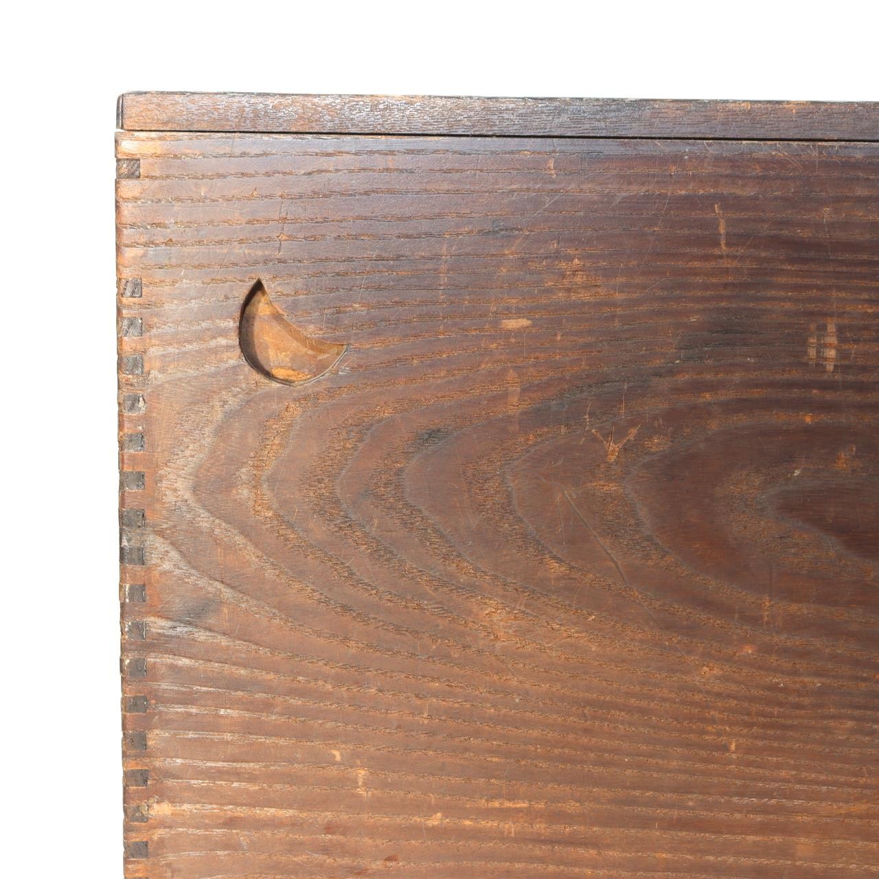 Antique Japanese Haribako Sewing Box Meiji Keyaki/Tamo Wood Brass Hardware Drawe21
