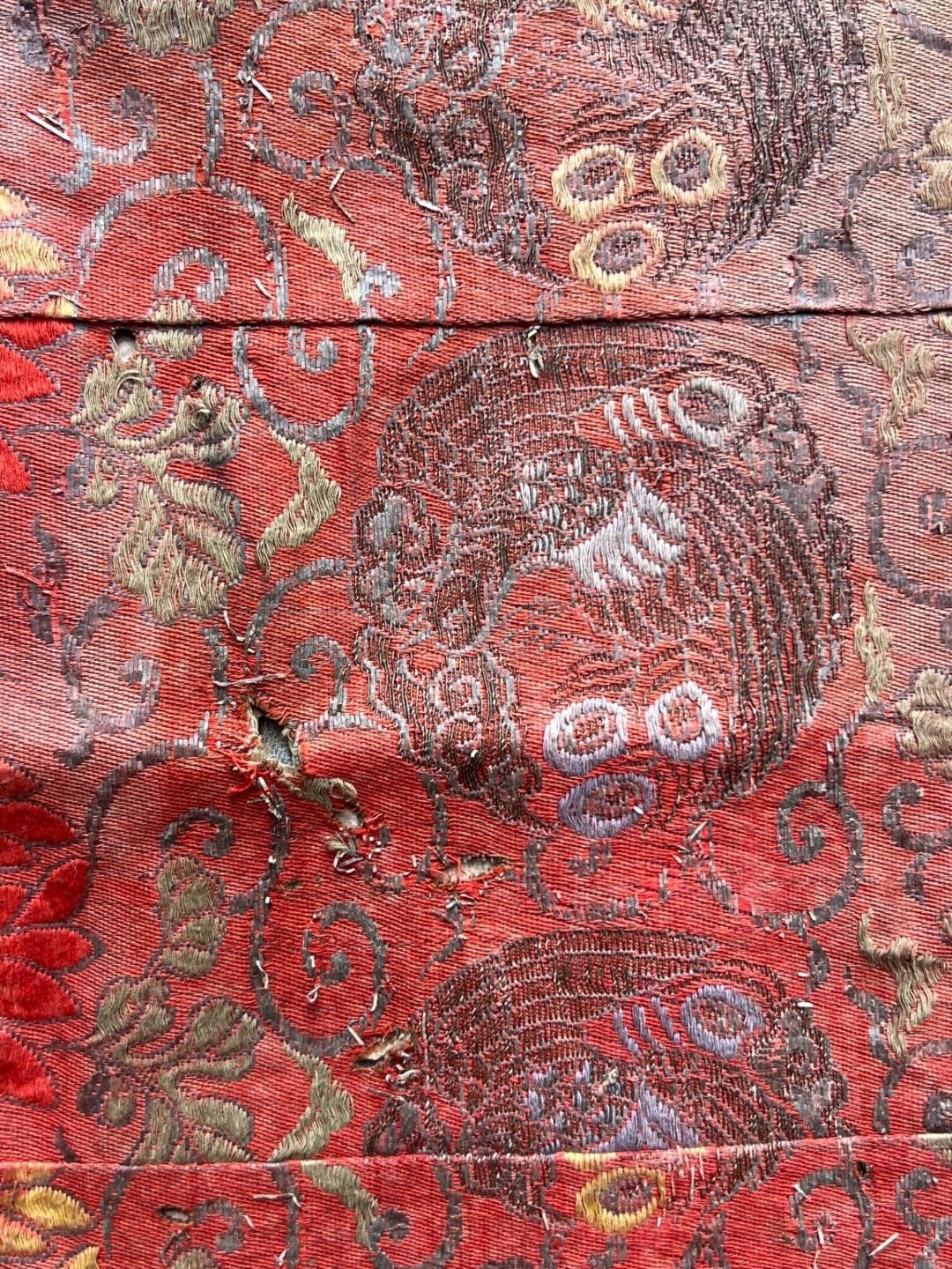 Antique 19th 20th C. Japanese Kinran Brocade Buddhist Temple Banner Phoenix12