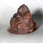 Antique Japanese Bamboo Root Okimono Kanzan Jittoku Hanshan Shide Edo Meiji9