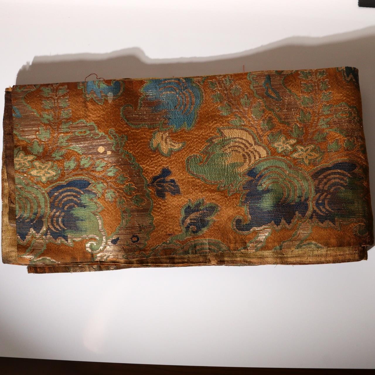 Antique Japanese Buddhist Kinran Brocade Temple Banner Dynamic Dragon Motif15