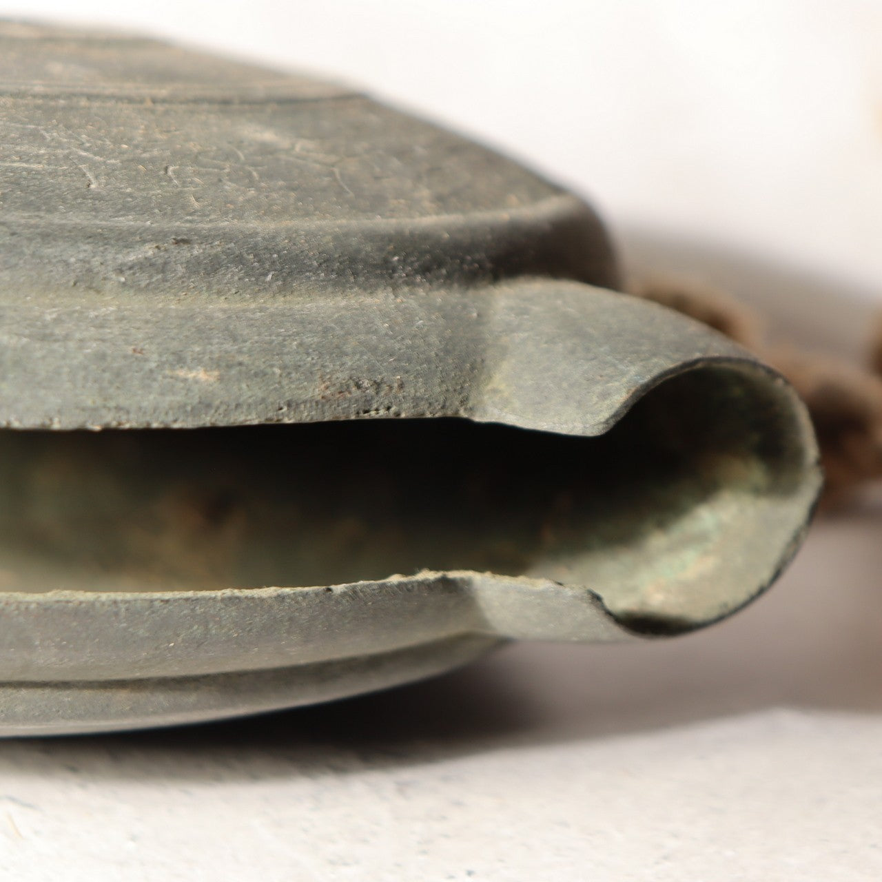 Japanese Antique Bronze Gong Waniguchi Temple Shrine Bell Meiji Era 22cm BOS9987