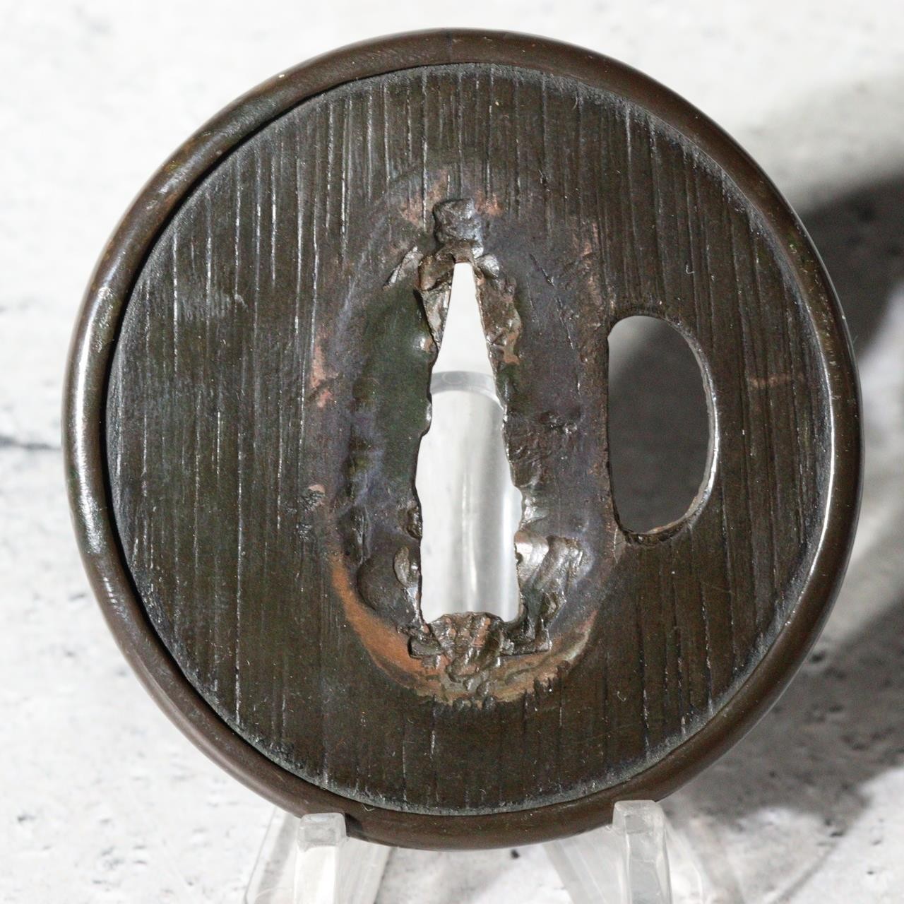 Antique Japanese Samurai Sword Guard Tsuba Fukurin Rim Ko-Kinko Style STO8812