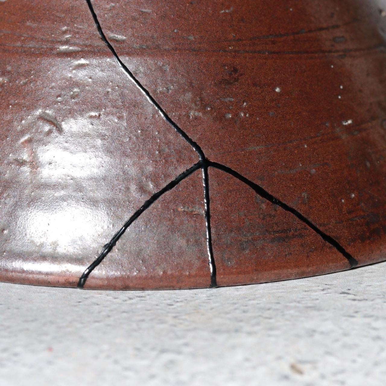 Late Edo Seto Ware Tetsuyu Iron Glaze Chawan Tea Bowl Kintsugi PCP3118