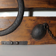 Japanese Antique Wood Kanban Shop Sign Kamawanu Sickle Ring Nu Rebus 72.5cm8
