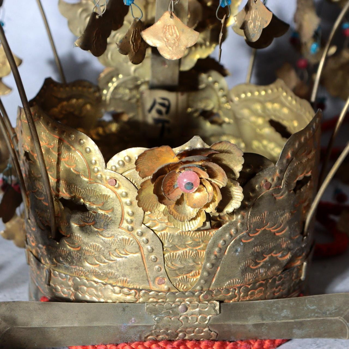 Vintage Japanese Shinto Brass Crown Tendoji Daikan Phoenix Repurposed Box20