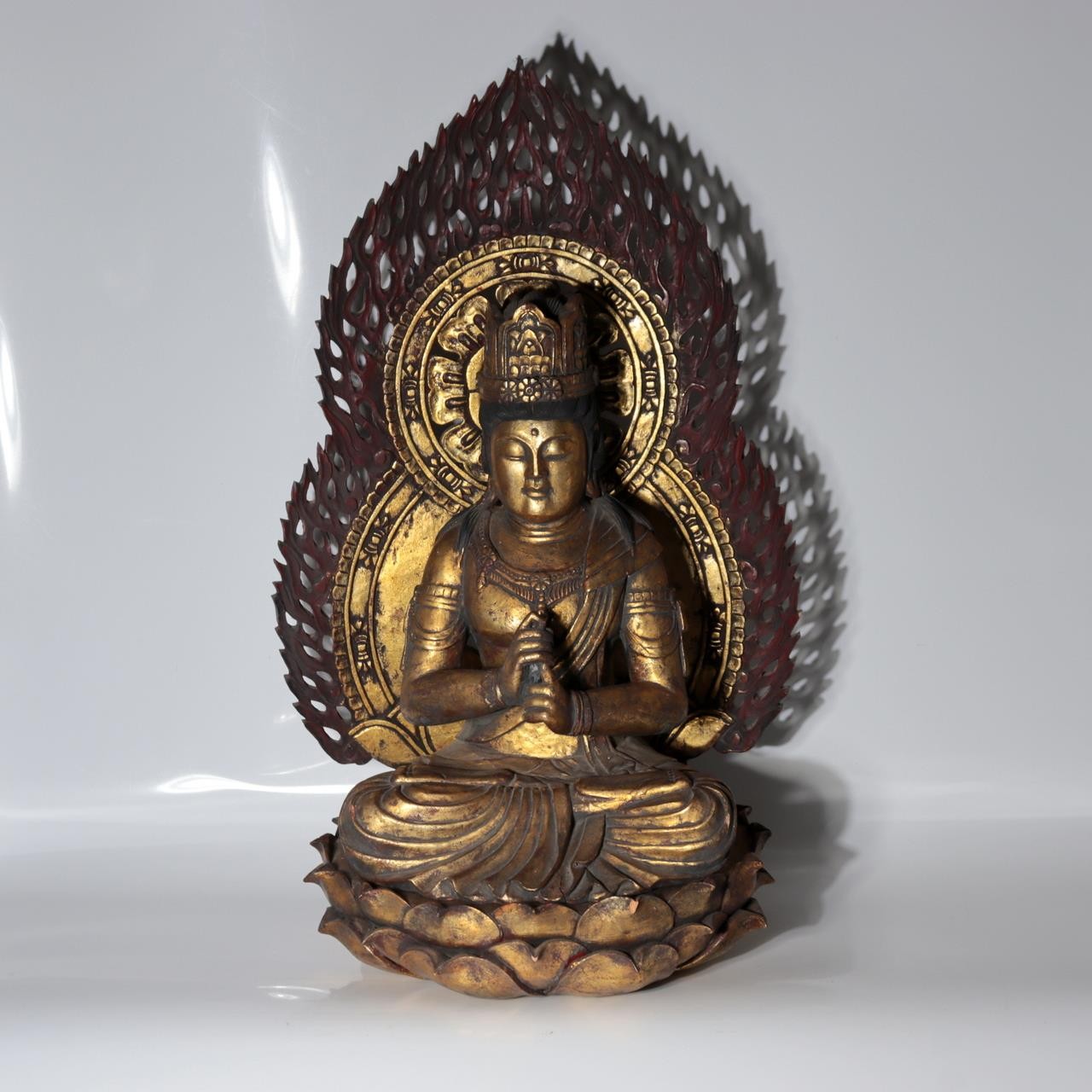 Antique / Vintage Japanese Wooden Dainichi Nyorai Buddha Statue Circa 1900-1940s1