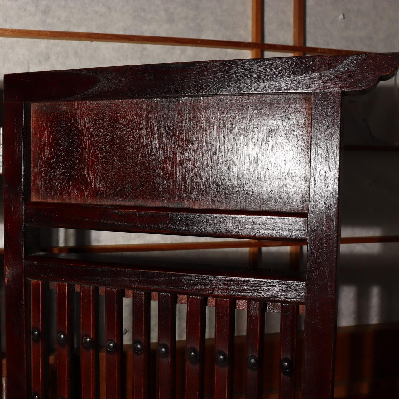 Antique Japanese Wooden Screen Tsuitate Byobu Folding Lattice Partition WO5045