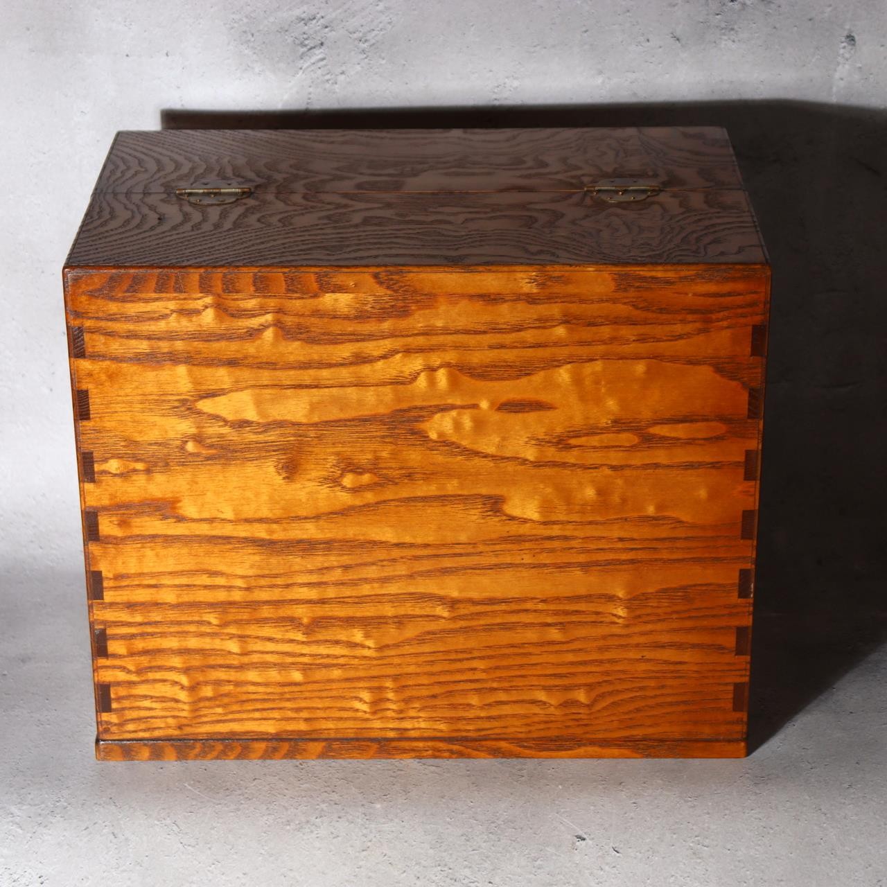 Fine Japanese Haribako - Rare "Tamamoku" Burl & Tiger Grain Wood Sewing Box7