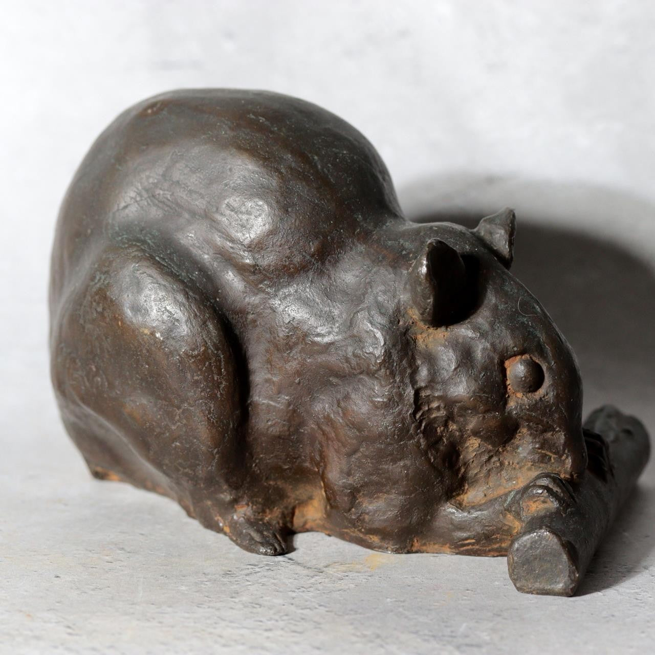Vintage Japanese Cast Bronze Rat Figurine by Hansan Zodiac Ornament5