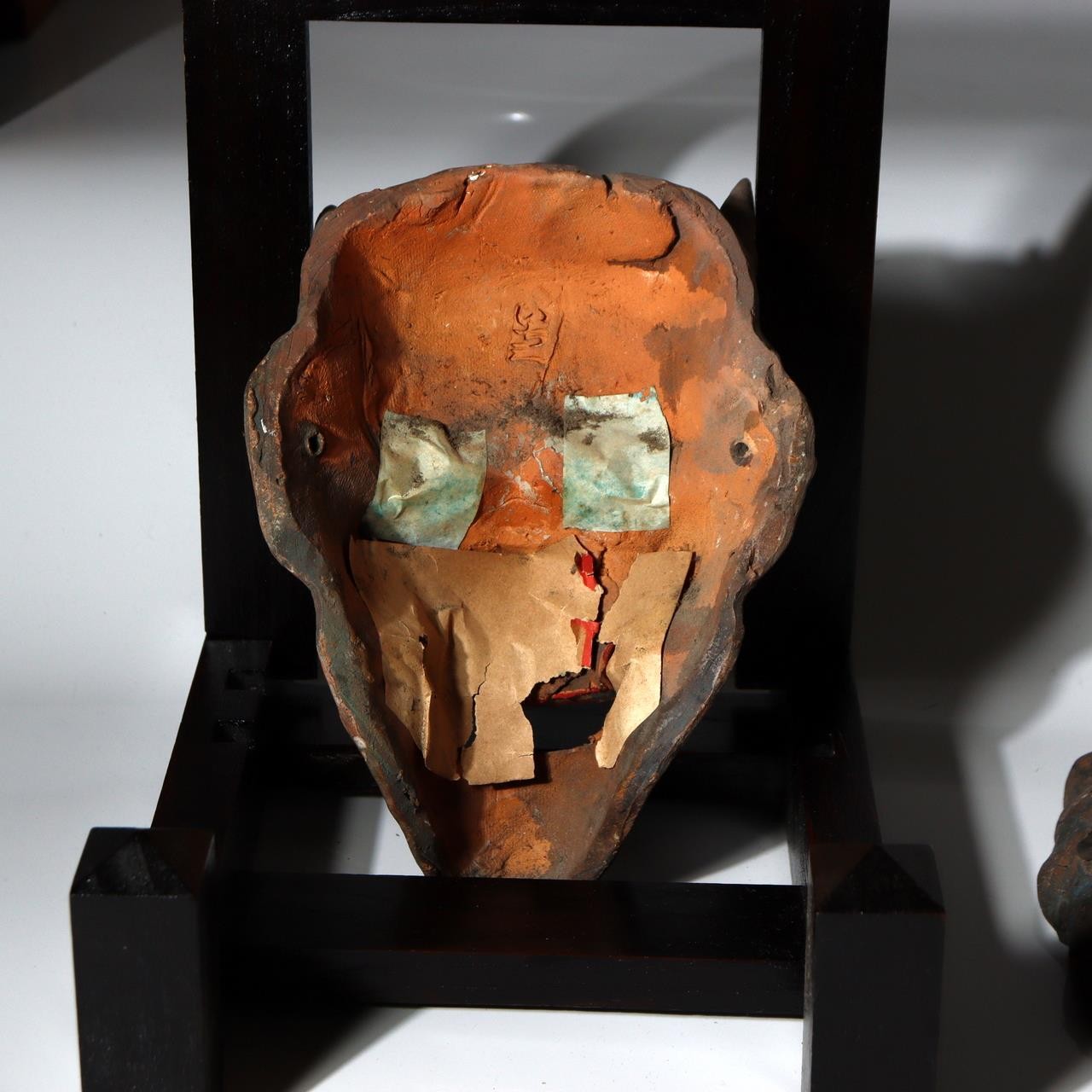 Antique Japanese Ceramic Noh Mask Style Wall Masks Hannya & Beshimi Pair c.19409