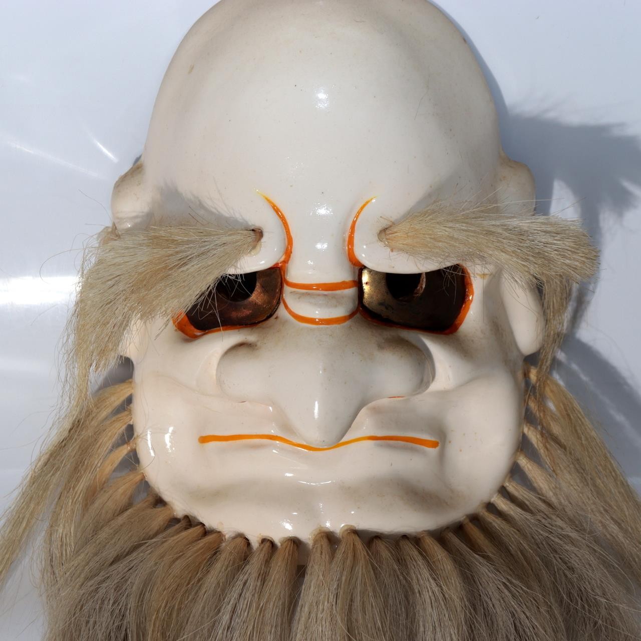 Japanese Vintage Wood Carved Bitchu Kagura Mask Signed Kosaku Tanabe MSK5414