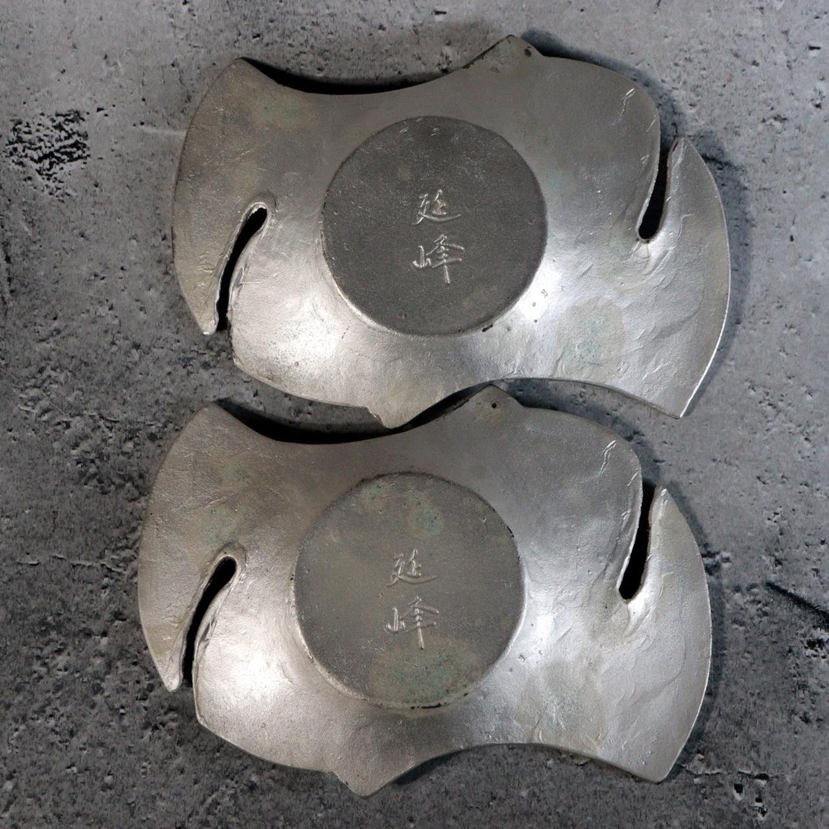 Vintage Japanese Cast Tin Chataku Tea Saucers ginkgo leaves Okajima Set of 510