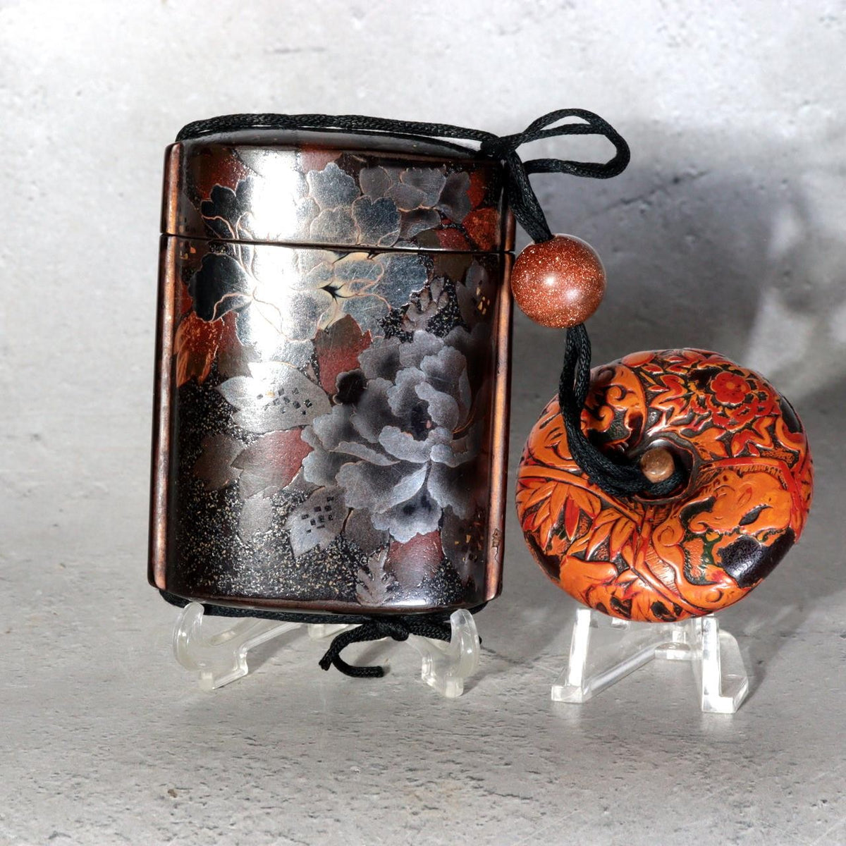 Antique Late Edo Maki-e Inro with Manju Netsuke and Ojime – BOSa750