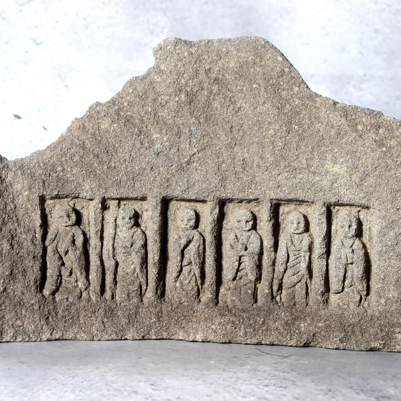 Japanese Antique Stone Carving Roku Jizo Six Guardian Deities 26cm SDB1360