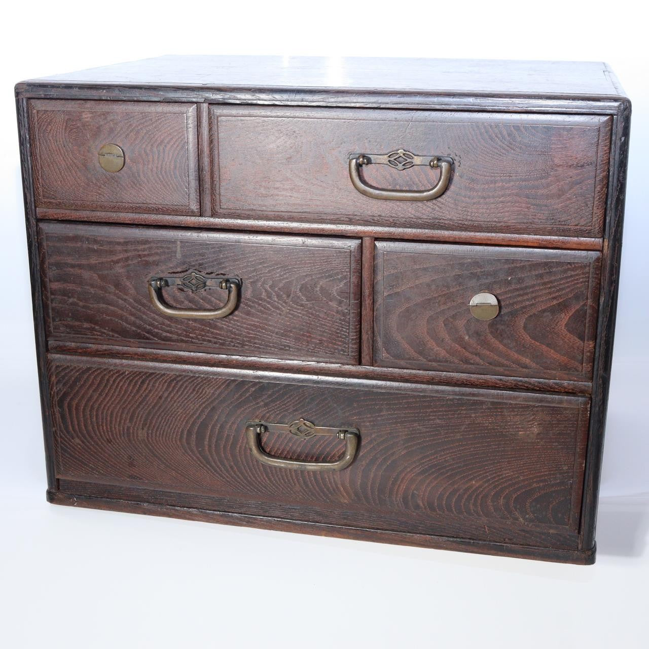 Japanese Mulberry Wood Ko-Hikidashi Small Chest Hidden Secret Compartment 37cm2