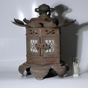 Japanese Kyoto Antique Bronze Lotus Temple Lantern Toro Buddhist Altar 33cm19