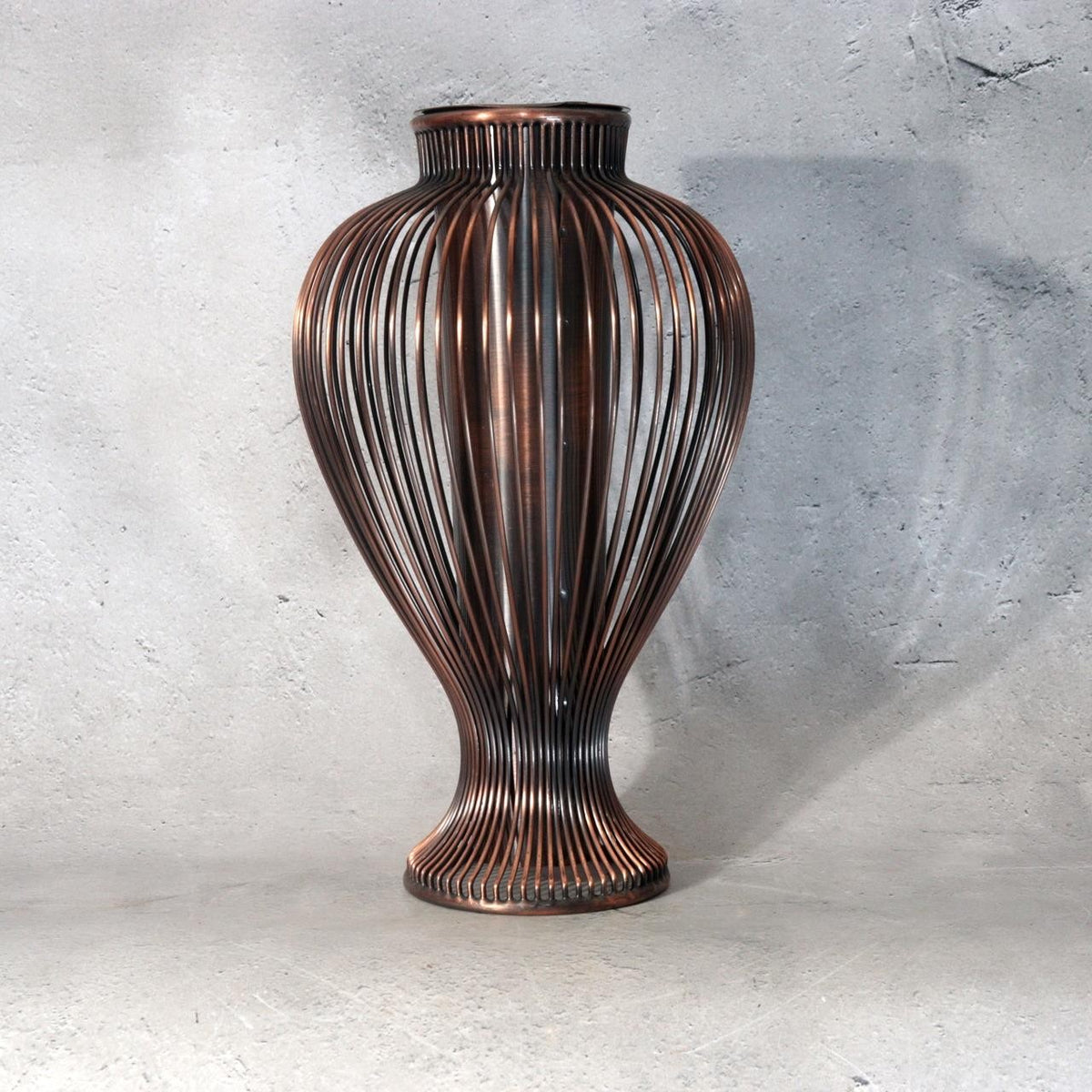 Vintage Japanese Copper Wire Vase Showa Retro Glass Insert BV7862