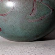 Japanese Takaoka Bronze Flat Round Vase Kankei Hanya Mottled Patina Tomobako15