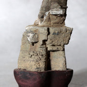 Japanese Ponpira Suiseki Viewing Stone Hokkaido Scholar Rock with Daiza Base16