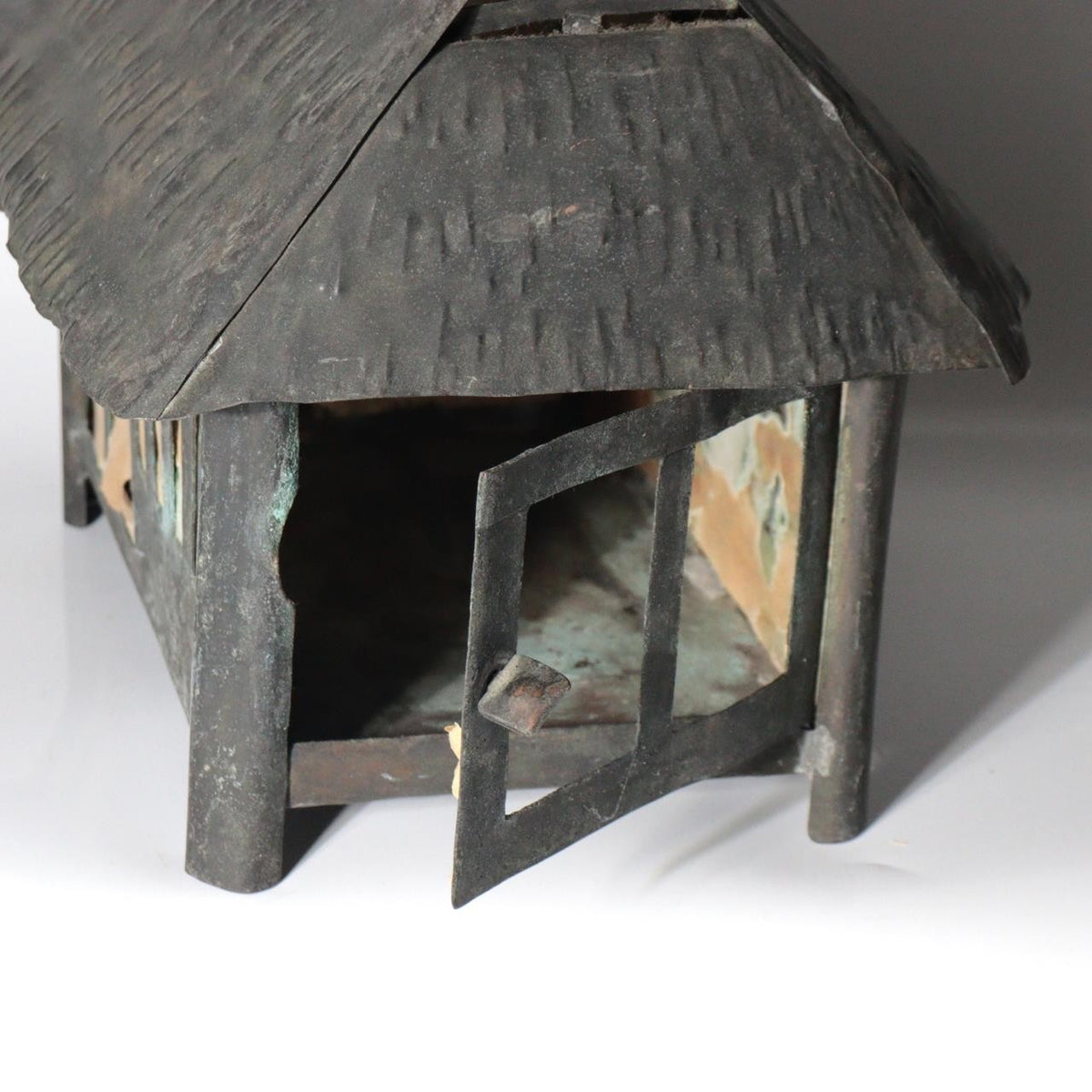 Vintage Japanese Brass Kuzuya Lantern Hanging House Shape Washi Paper6