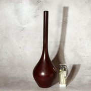 Vintage Japanese Bronze Bud Vase Long Neck Reddish Brown Patina Ikebana Zen BV721