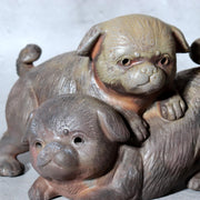 Japanese Bizen Ware Ceramic Dog Figurine Kimura Toho Toseien PCP3096