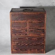 Antique Japanese Merchant Security Drawer Chest Late Edo Nanako Handle WO6272