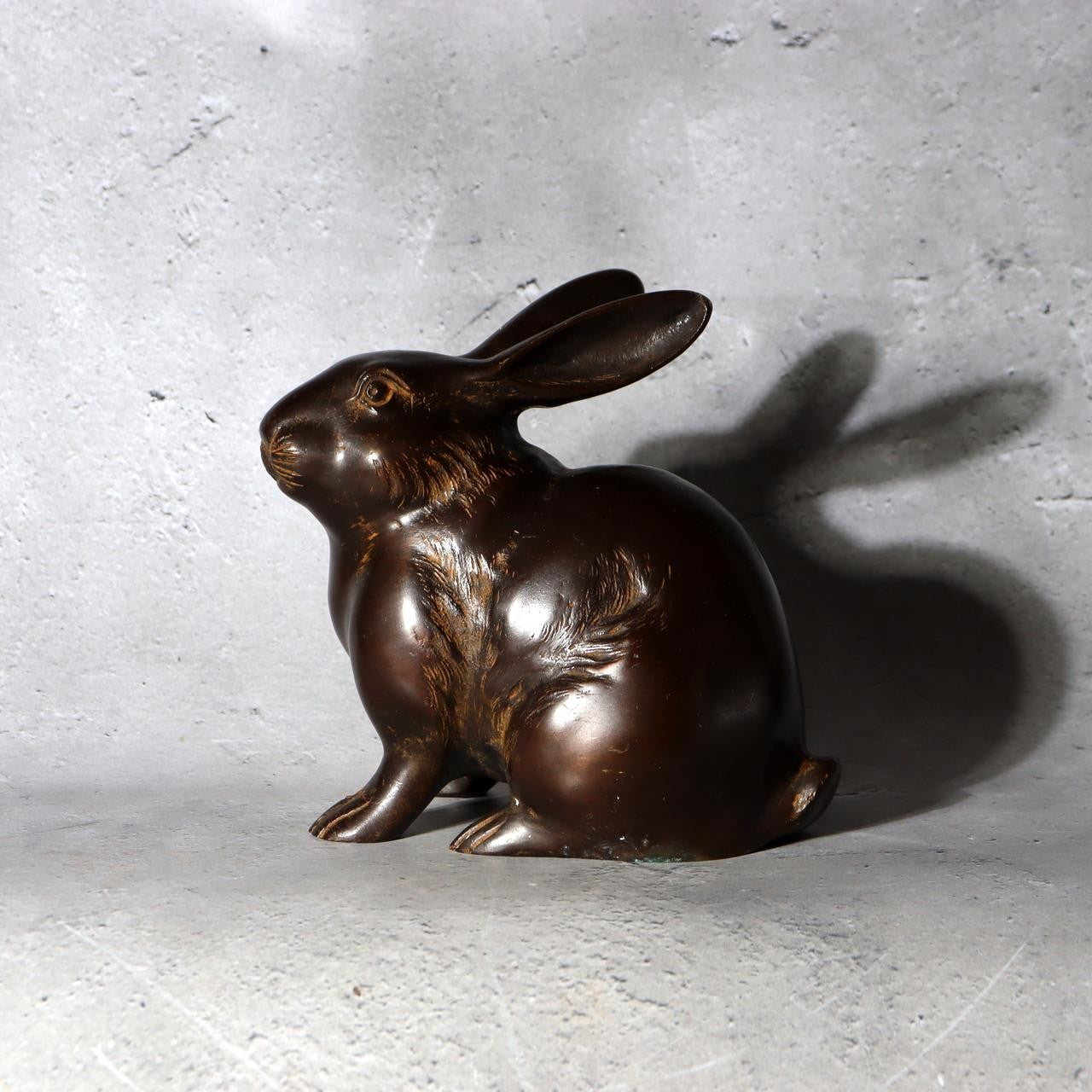 Vintage Japanese Bronze Rabbit Okimono Statue Figure 1140g BOSa444