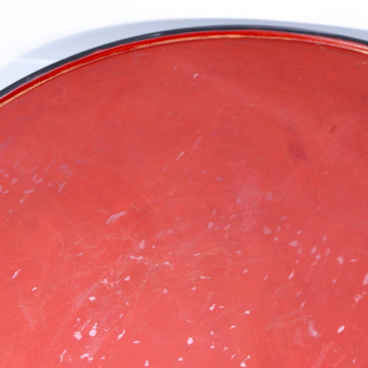 Vintage Aizu Lacquer Round Wooden Serving Tray Plates Red Black Set of 2 Japanes15
