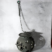 Japanese Vintage Bronze Spherical Hanging Lantern Openwork with Chain BOSa582