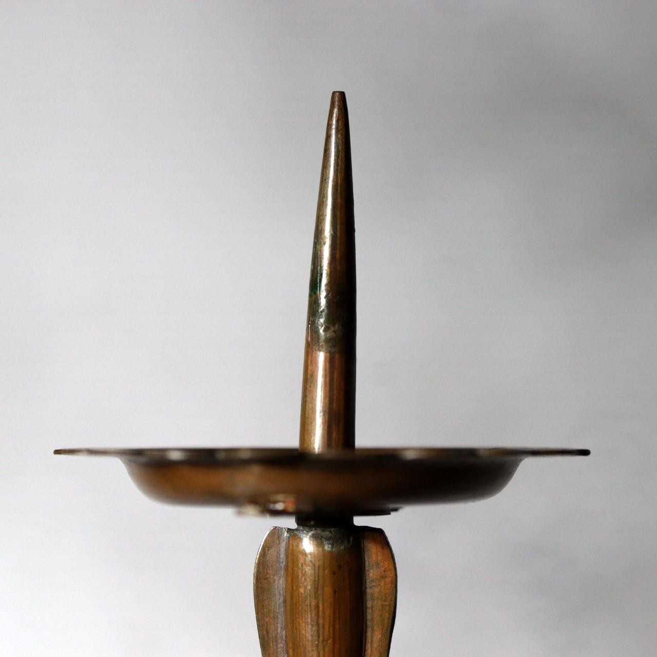 Late Edo Meiji Brass Folding Candlestick Karakuri Style BOSa6212
