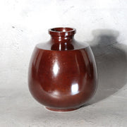 Vintage Japanese Cast Bronze Vase Yasumi Dark Red Patina Tomobako2