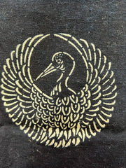 Meiji Period Japanese Indigo Katazome Cotton Fabric Crane Turtle BRKW17816
