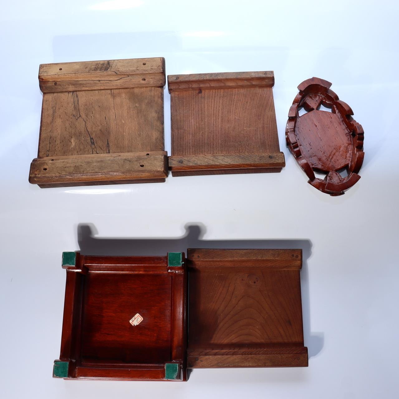 Japanese Vintage Wooden Suiseki Bonsai Display Stand Base Set of 5 WO6042