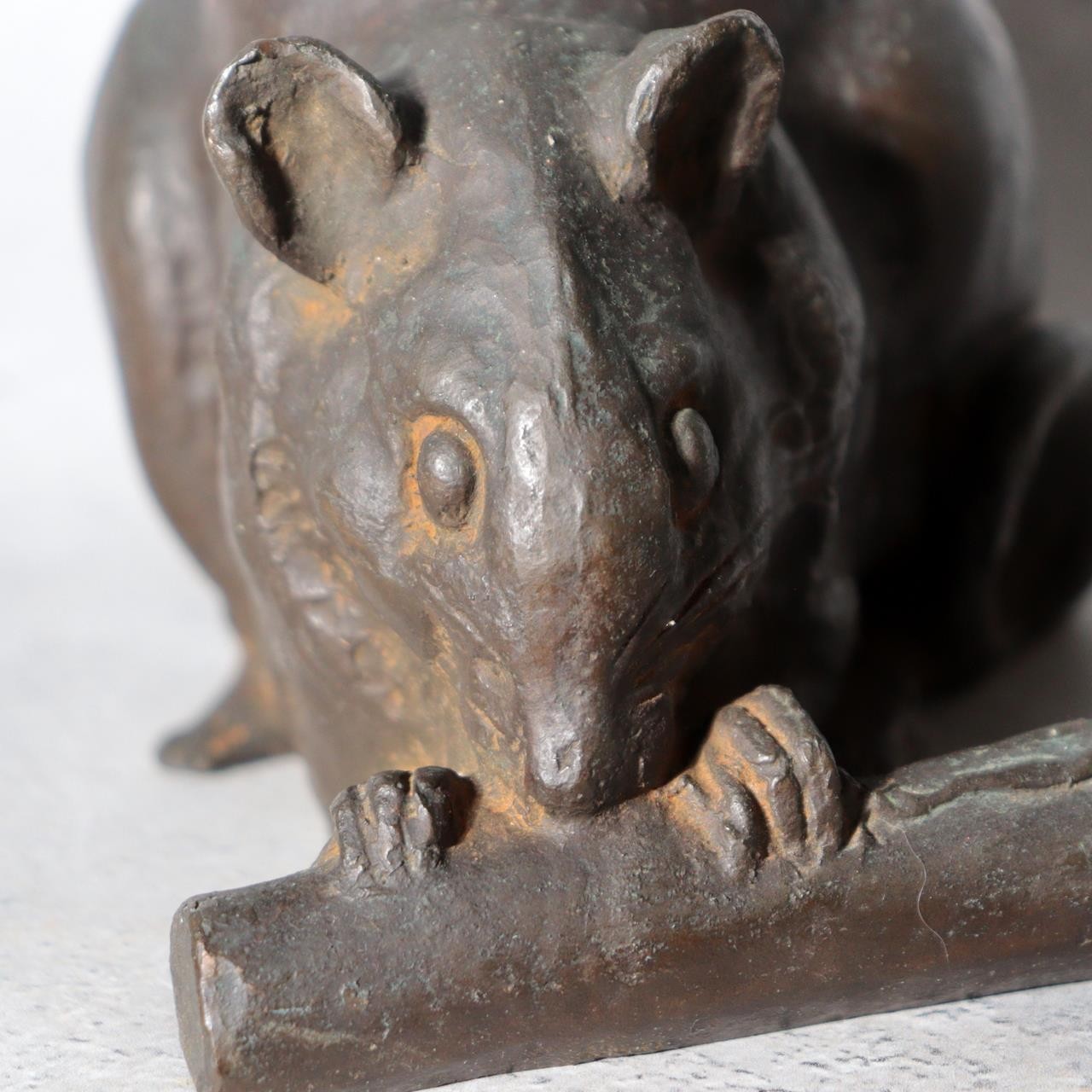 Vintage Japanese Cast Bronze Rat Figurine by Hansan Zodiac Ornament9