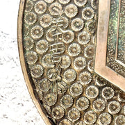 Japanese Antique Bronze Mirror Hand Mirror Bamboo Crest Signed Tenkaichi Edo Era12