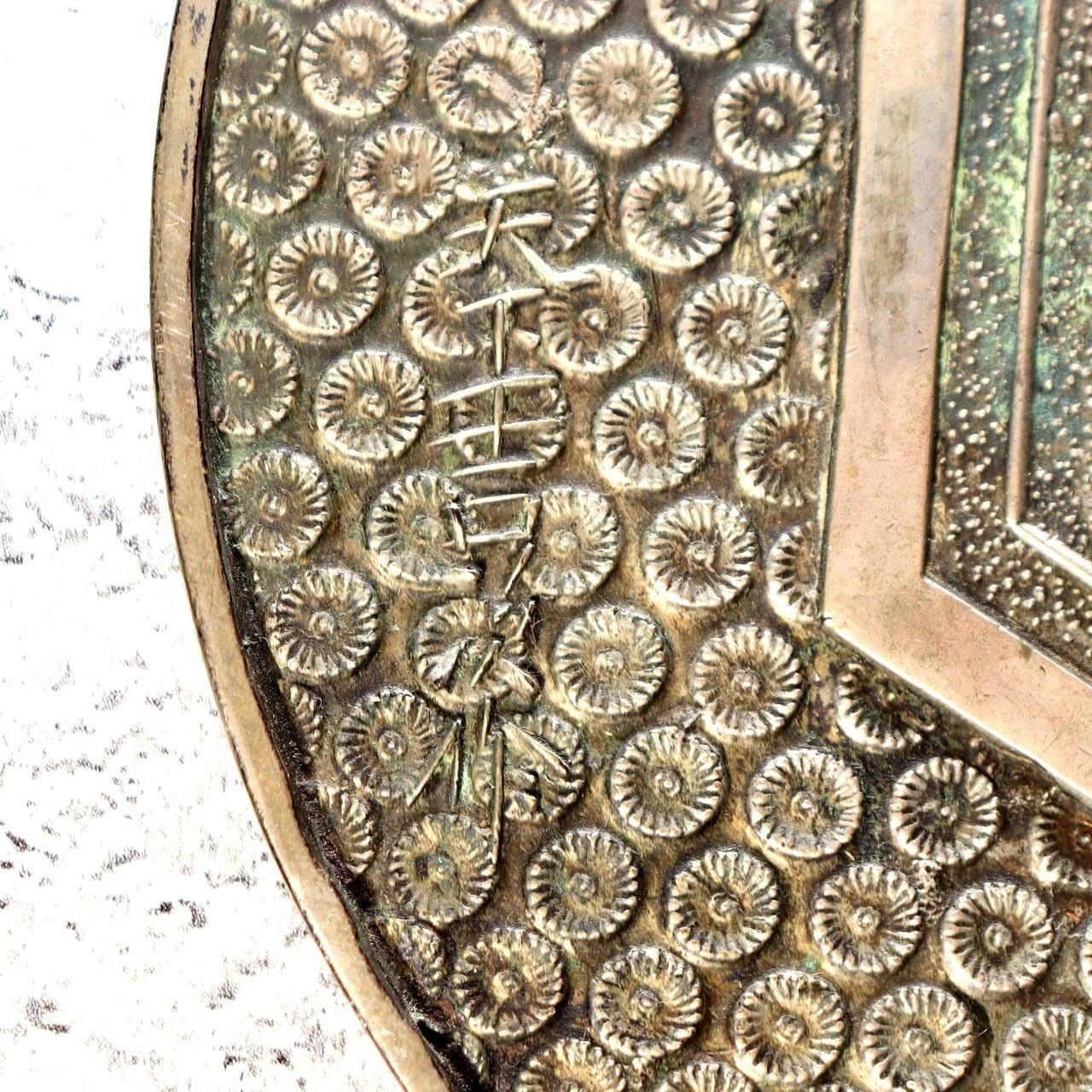 Japanese Antique Bronze Mirror Hand Mirror Bamboo Crest Signed Tenkaichi Edo Era12