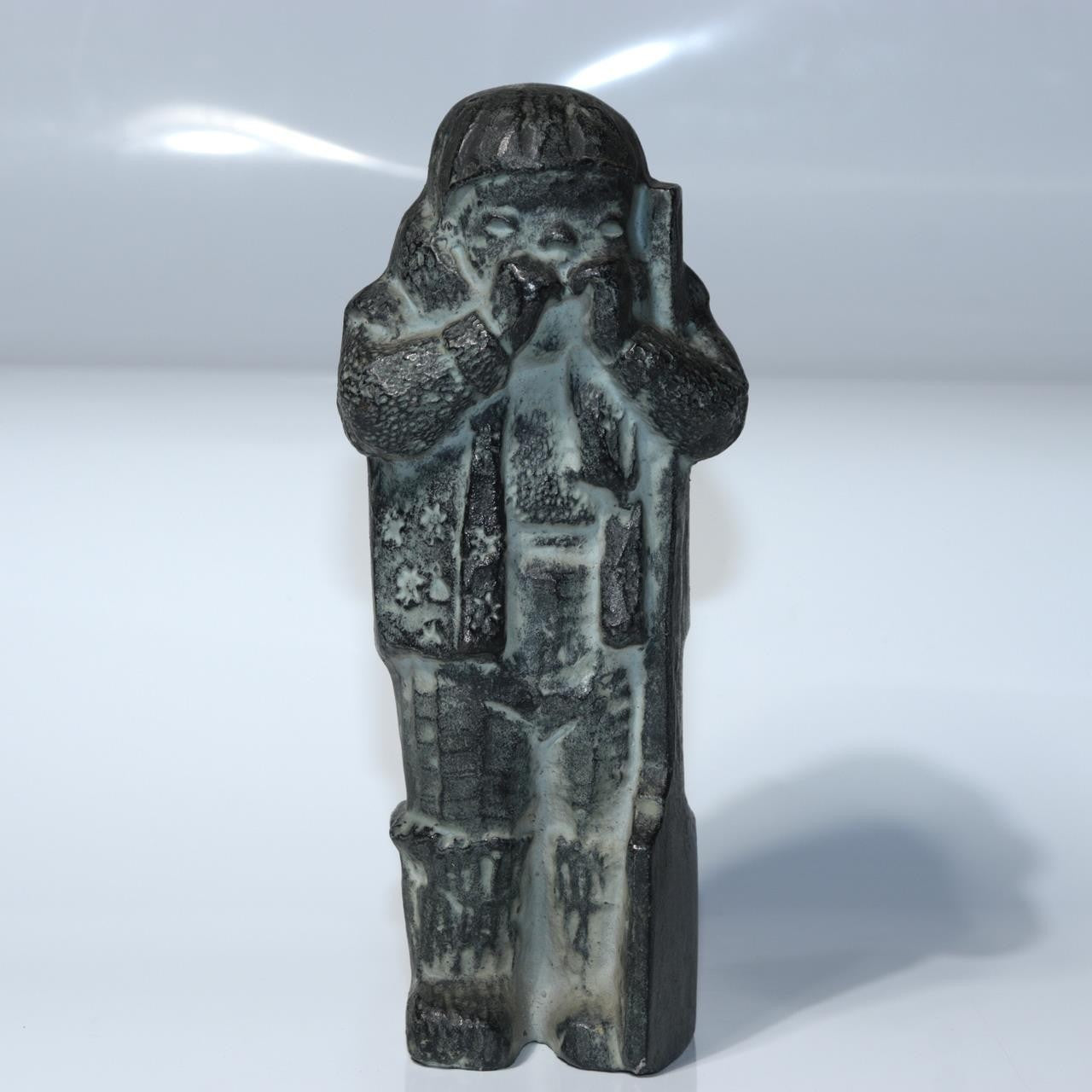 Vintage Japanese Cast Bronze Snow Country Folk Figure Ornament Patina BOSa460