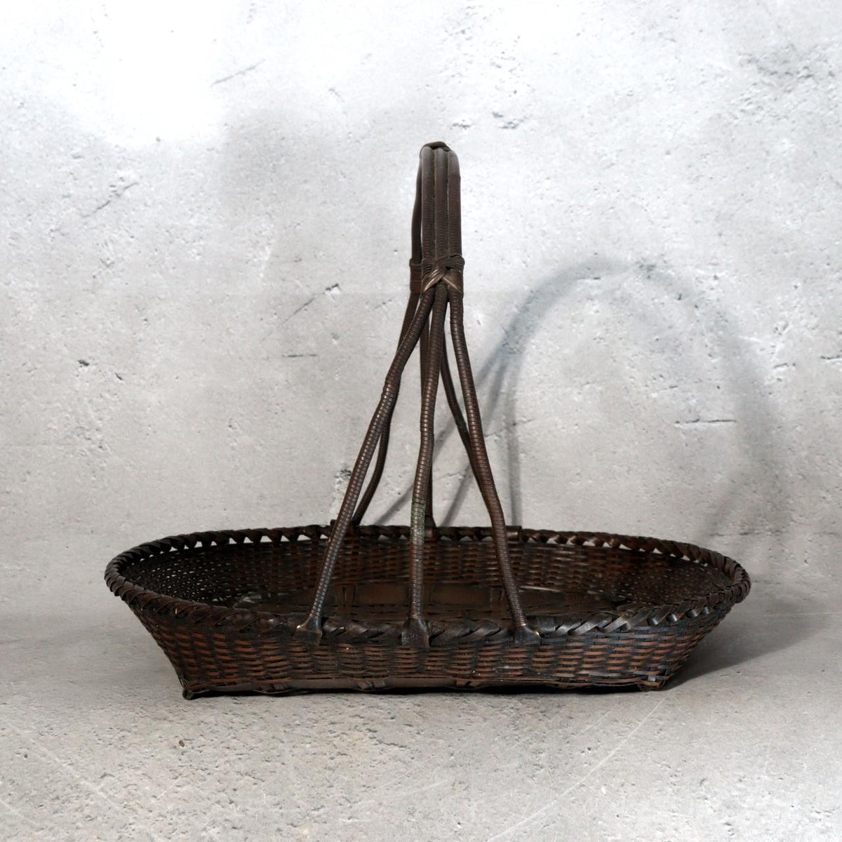 Vintage Japanese Copper Woven Bamboo Style Basket Sweets Container5