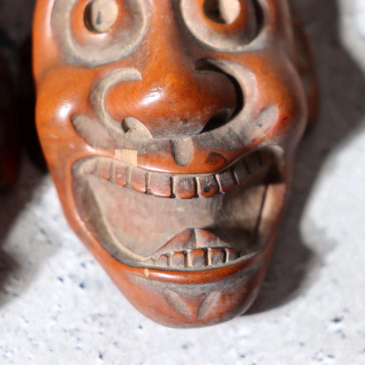 Antique Japanese Boxwood Netsuke Masks - Saru-tobide & Ko-tobide Style - 2pc Set13