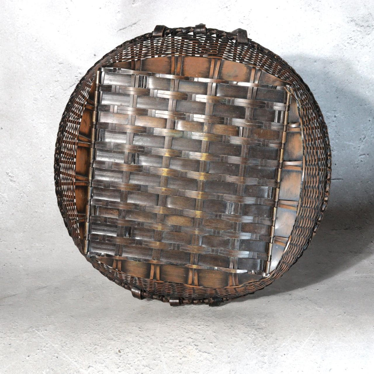Vintage Japanese Copper Woven Bamboo Style Basket Sweets Container4
