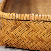Japanese Vintage Bamboo Basket Box Lidded Storage Organizer Woven Rustic BVO6816
