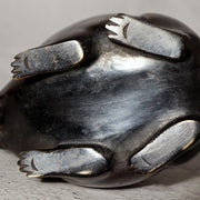 Japanese Bronze Rabbit Pair Okimono Statue Figurine Mottled Red Patina Zen10