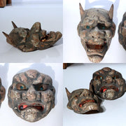 Antique Japanese Ceramic Noh Mask Style Wall Masks Hannya & Beshimi Pair c.194016