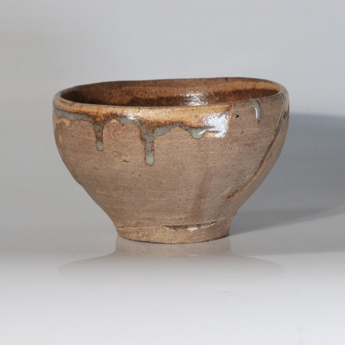 Antique Japanese Edo Period Mino Ware Chawan Tea Bowl Partial Ash Glaze PCP3220