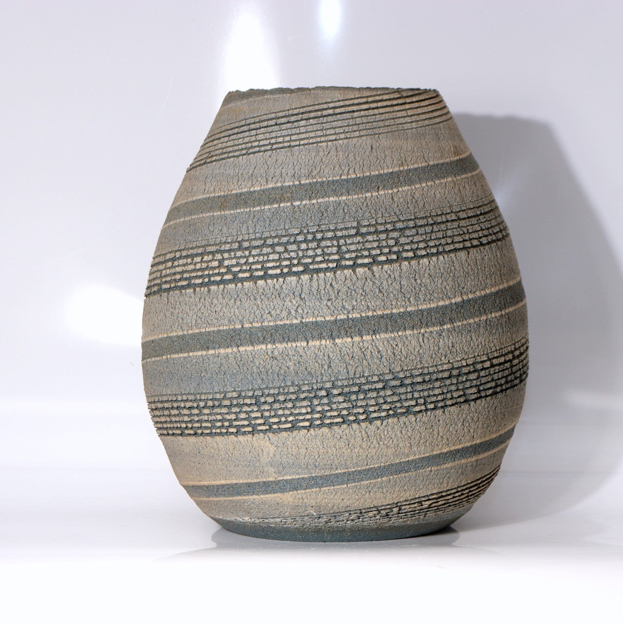 Japanese Studio Pottery Vase Sen no Tsubo Signed Sato Miki Aizu Ceramic w/Box5